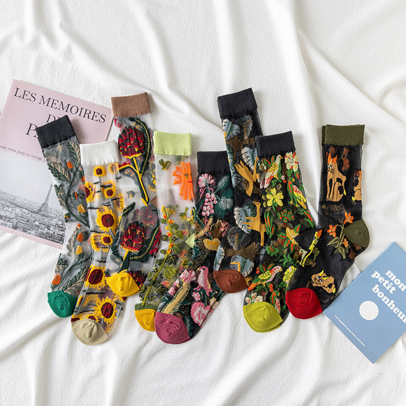1/4 Pairs Retro Flower Women G - Silk Sock Bamboo recension och pris