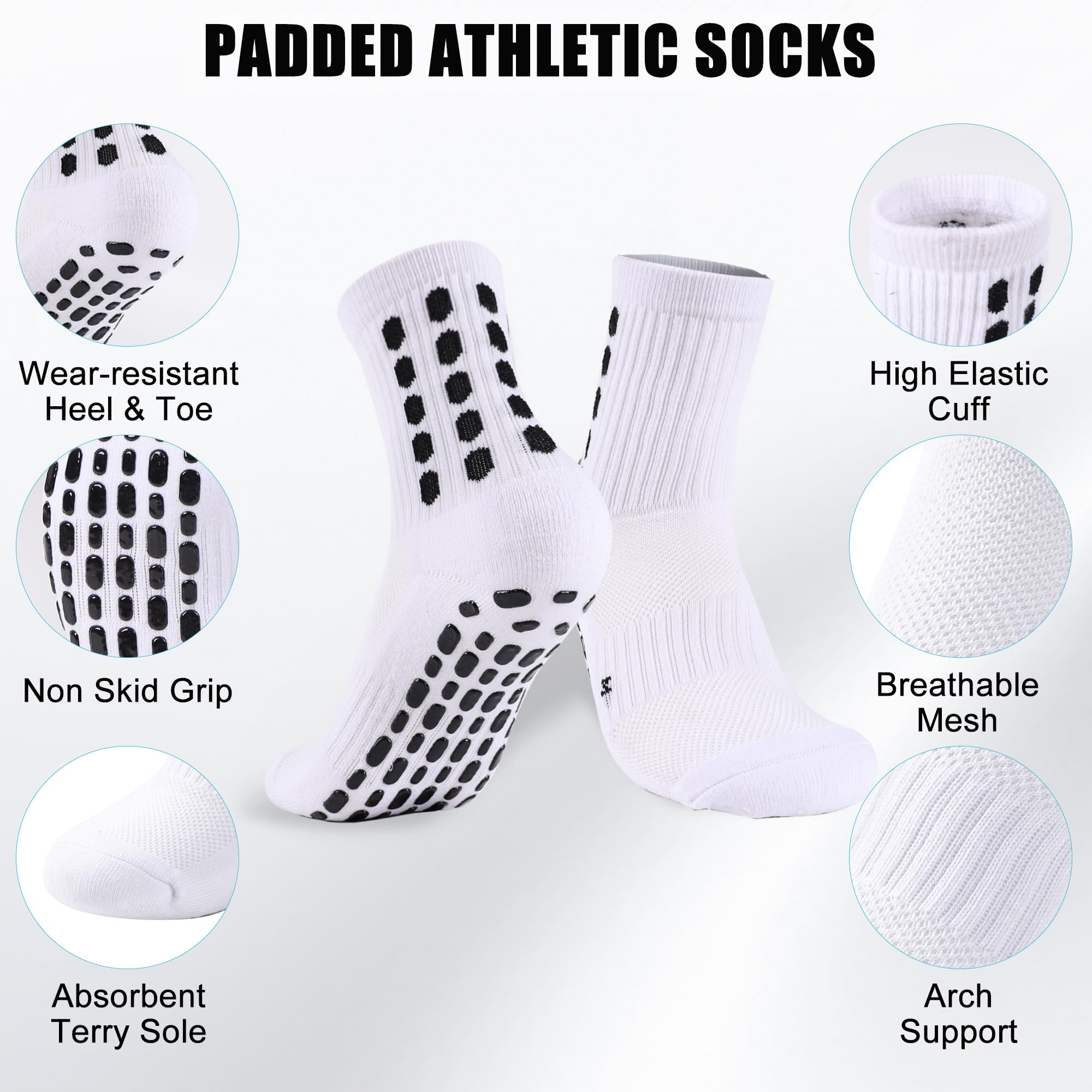 4/8Pairs Kids Grip Soccer Sock - Athletic Sock Cushion recension och pris