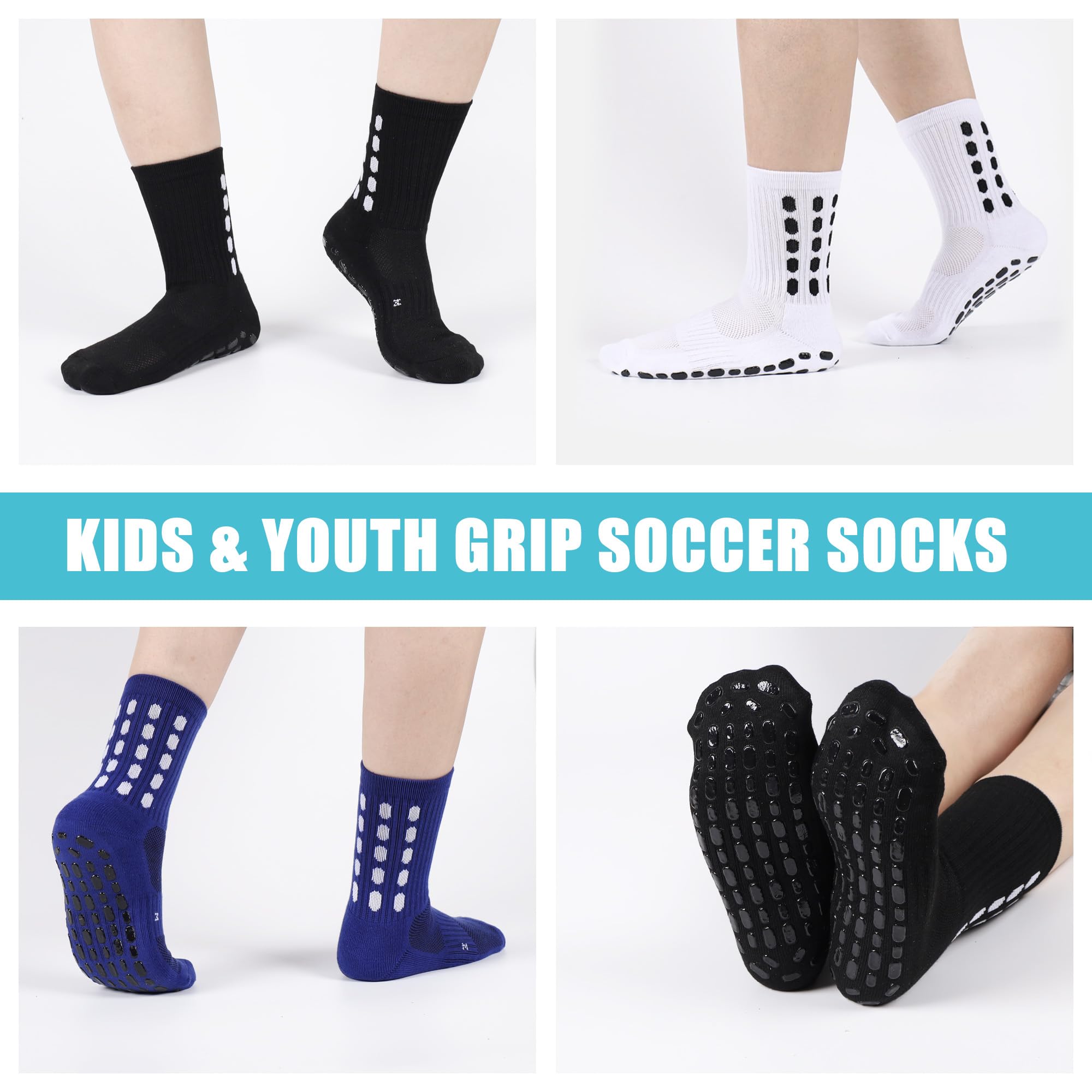 4/8Pairs Kids Grip Soccer Sock - Athletic Sock Cushion recension och pris