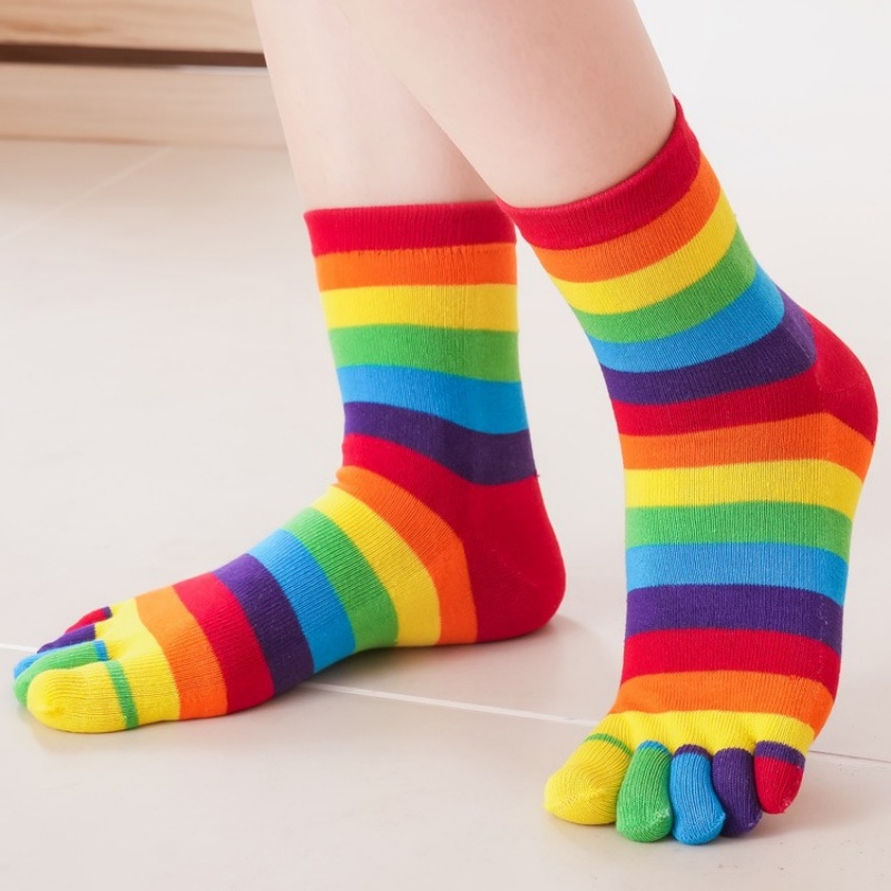 Women's Socks Rainbow Striped  - Toe Sock Split recension och pris