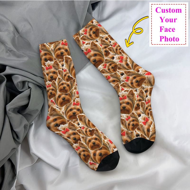 Cute Mens Personalized Dog Fac - Dress Sock Men recension och pris